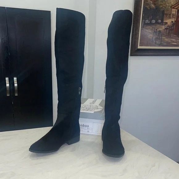 Black Over the Knee Boots - Picture 2 of 7